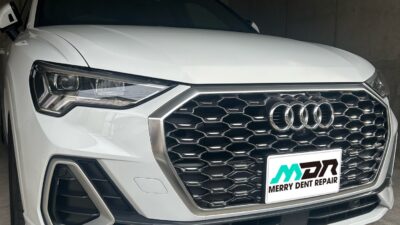 Audi Q3　ドアエッジの折れもデントリペアで　横浜市　