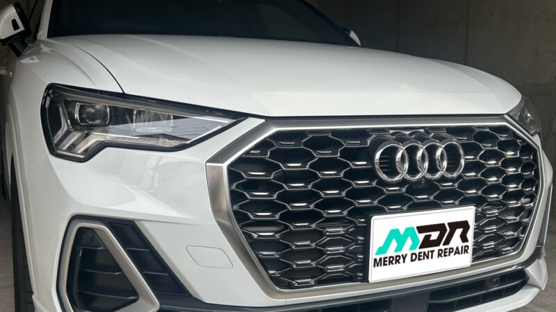 Audi Q3　ドアエッジの折れもデントリペアで　横浜市　