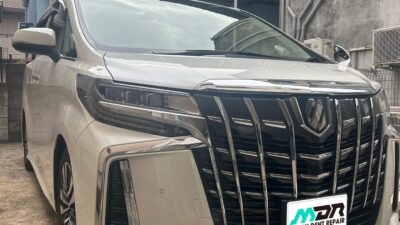 トヨタ  アルファード  フロントガラスリペア  ３cmを超える大直線ヒビ  横浜市