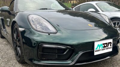 ポルシェ 911 GTS フロントガラスリペア 危険度の高いヒビ 藤沢市
