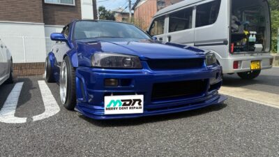 日産 34スカイライン  リペア可能なギリギリの巨大なヒビ  ガラスリペア  伊勢原市