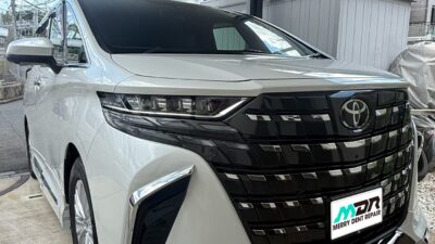 トヨタ  アルファード  飛び石ヒビのリペア  直線状のヒビ  横浜市