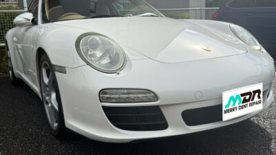 ポルシェ 911 997 飛び石被害によるガラスのヒビのリペア 横浜市