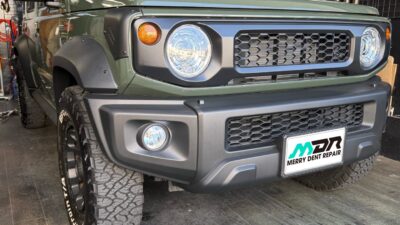 SUZUKI ジムニーシエラ ドアパンチ被害のデントリペア 平塚市